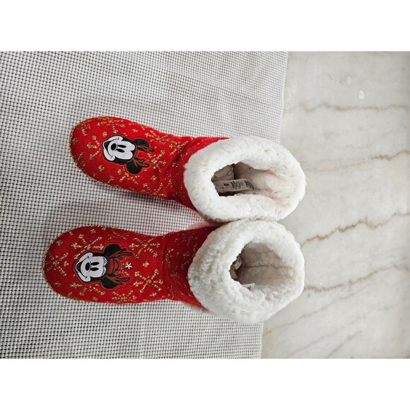Disney Christmas Slipper Boots, Red, Size L 9/10, Festive Mickey & Minnie Design - Picture 6 of 9